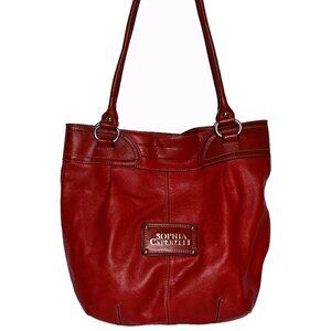 SOPHIA CAPERELLI Red Leather Shoulder Bag Size Large